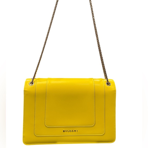 Bulgari Yellow Leather Shoulder Bag with Serpent Head Clasp - Picture 6 of 16